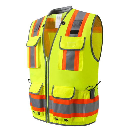 UNINOVA Surveyor Safety Vest Reflective for Men Class 2 Heavy Duty Safety Vests Reflective with Pockets and Zipper