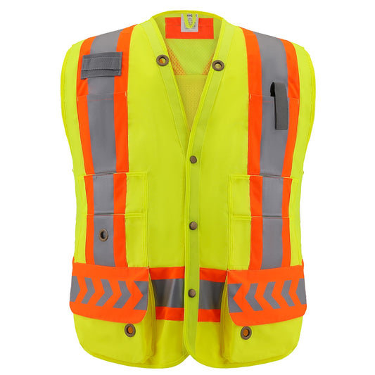 ANSI Class 2 High Visibility Safety Vest with 9 Pockets Reflective Surveyor Vest for Construction Road Work Utility