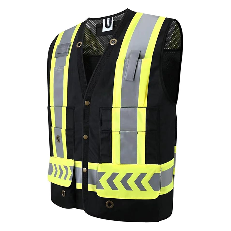 ANSI Class 2 High Visibility Safety Vest with 9 Pockets Reflective Surveyor Vest for Construction Road Work Utility