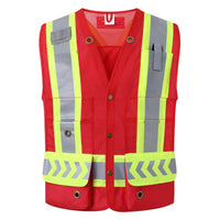ANSI Class 2 High Visibility Safety Vest with 9 Pockets Reflective Surveyor Vest for Construction Road Work Utility