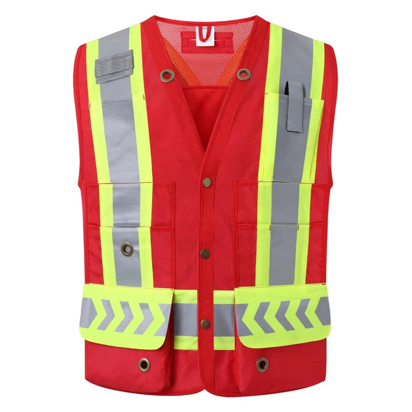 ANSI Class 2 High Visibility Safety Vest with 9 Pockets Reflective Surveyor Vest for Construction Road Work Utility