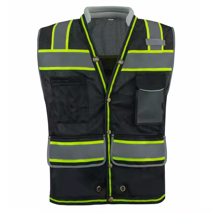 ANSI Class 2 High Visibility Safety Vest with Multi Pockets Reflective Mesh Surveyor Vest for Construction Road Work Utility