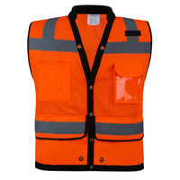 ANSI Class 2 High Visibility Safety Vest with Multi Pockets Reflective Mesh Surveyor Vest for Construction Road Work Utility