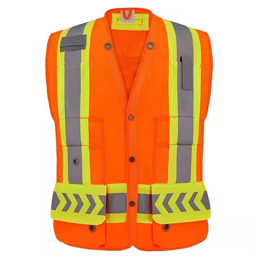ANSI Class 2 High Visibility Safety Vest with 9 Pockets Reflective Surveyor Vest for Construction Road Work Utility