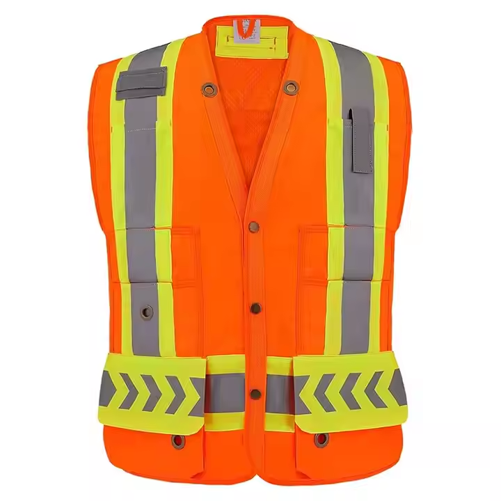 ANSI Class 2 High Visibility Safety Vest with 9 Pockets Reflective Surveyor Vest for Construction Road Work Utility