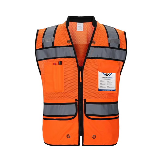 UNINOVA ANSI Class 2 High Visibility Safety Vest with Zipper, Multi-Pockets & Reflective Strips, Lightweight Breathable Mesh Work Vest for Construction, Surveying
