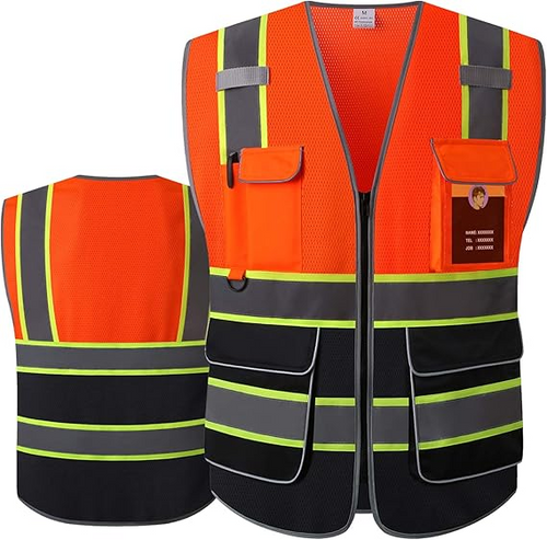 High Visibility Safety Vest ANSI Class 2 Reflective Mesh Work Vest for Men and Women, Breathable Construction & Roadside Utility Surveying
