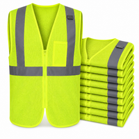 Hi Vis Mesh Safety Vest 10 Pack ANSI Class 2 Reflective Work Vests for Crews