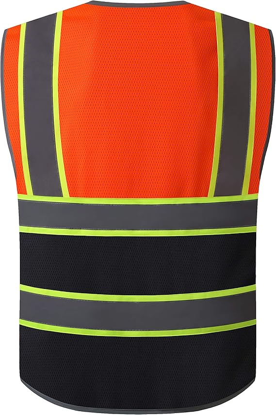 High Visibility Safety Vest ANSI Class 2 Reflective Mesh Work Vest for Men and Women, Breathable Construction & Roadside Utility Surveying