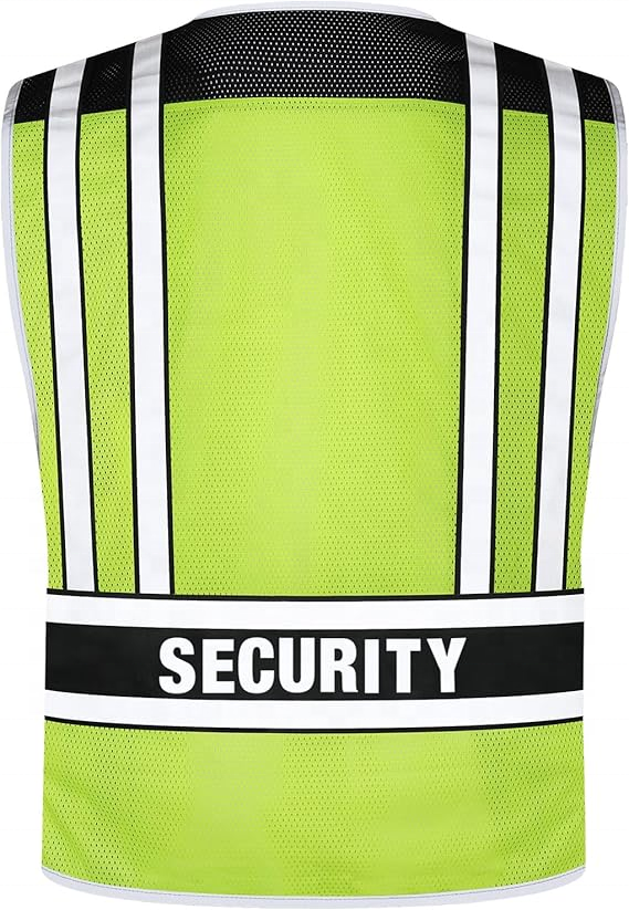 ANSI Class 2 High Visibility Security Vest Reflective Mesh Safety Vest with SECURITY Lettering for Guard Event Staff