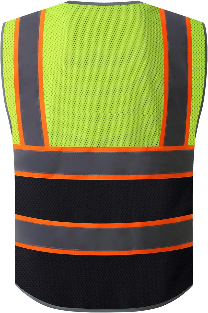 High Visibility Safety Vest ANSI Class 2 Reflective Mesh Work Vest for Men and Women, Breathable Construction & Roadside Utility Surveying
