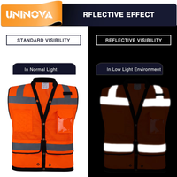ANSI Class 2 High Visibility Safety Vest with Multi Pockets Reflective Mesh Surveyor Vest for Construction Road Work Utility