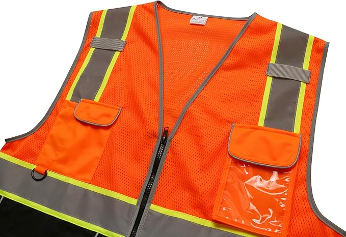 High Visibility Safety Vest ANSI Class 2 Reflective Mesh Work Vest for Men and Women, Breathable Construction & Roadside Utility Surveying