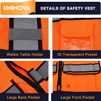 UNINOVA ANSI Class 2 High Visibility Safety Vest with Zipper, Multi-Pockets & Reflective Strips, Lightweight Breathable Mesh Work Vest for Construction, Surveying