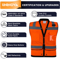 ANSI Class 2 High Visibility Safety Vest with Multi Pockets Reflective Mesh Surveyor Vest for Construction Road Work Utility