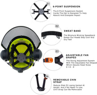 UNINOVA Forestry Helmet Chainsaw Helmet Arborist Helmet with Mesh Visor Face Shield and Earmuffs Ear Protection Safety Hard Hat Logging Tree Garden Work Helmet OSHA Hardhats