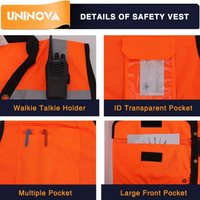 ANSI Class 2 High Visibility Safety Vest with Multi Pockets Reflective Mesh Surveyor Vest for Construction Road Work Utility