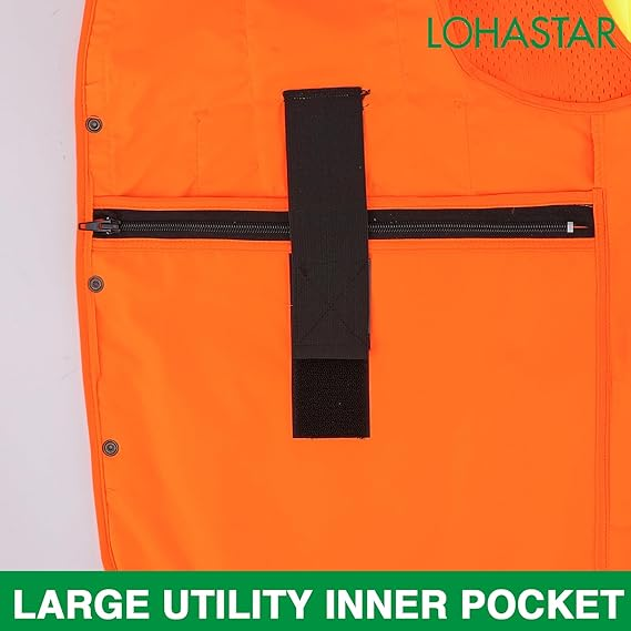 ANSI Class 2 High Visibility Safety Vest with 9 Pockets Reflective Surveyor Vest for Construction Road Work Utility