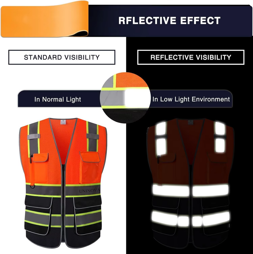 High Visibility Safety Vest ANSI Class 2 Reflective Mesh Work Vest for Men and Women, Breathable Construction & Roadside Utility Surveying