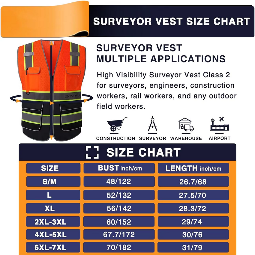 High Visibility Safety Vest ANSI Class 2 Reflective Mesh Work Vest for Men and Women, Breathable Construction & Roadside Utility Surveying
