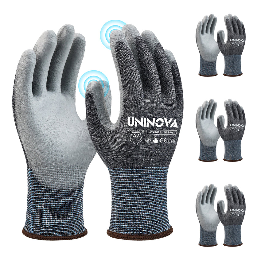 UNINOVA  18-Gauge ANSI A2 Cut-Resistant Touchscreen Work Gloves