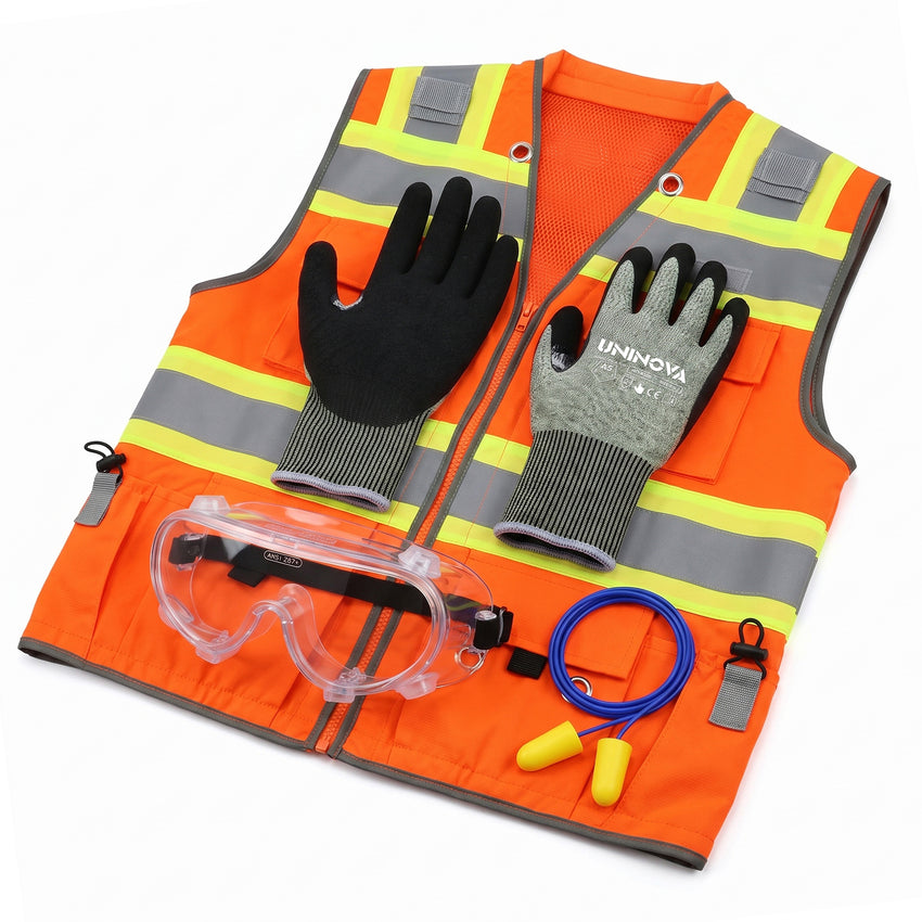 HVAC PPE Kit for Technicians – Safety Vest, Gloves, Goggles & Earplugs