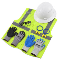 Construction PPE Kit - Hard Hat, High Visibility Vest, Safety Glasses, Gloves & Earplugs
