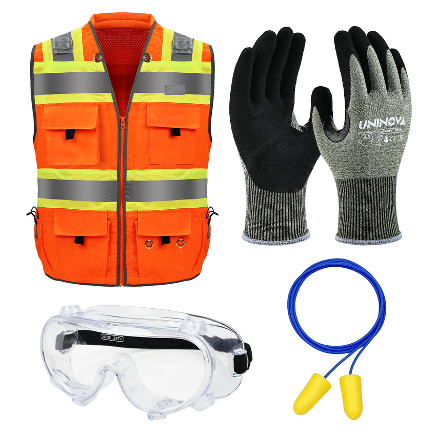 HVAC PPE Kit for Technicians – Safety Vest, Gloves, Goggles & Earplugs