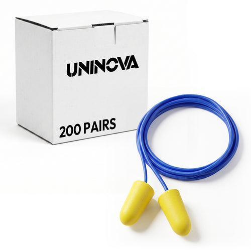 UNINOVA Corded Foam Earplugs, NRR 32 dB – 100/200 Pairs