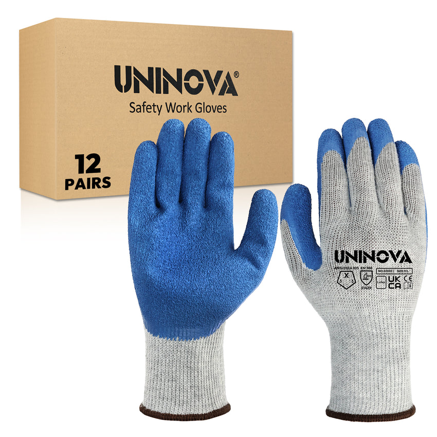 UNINOVA 10-Gauge Crinkle Latex Grip Work Gloves – Multipack