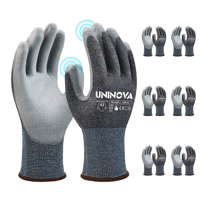 UNINOVA  18-Gauge ANSI A2 Cut-Resistant Touchscreen Work Gloves