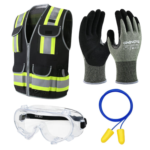 Plumbing PPE Kit for Technicians – Safety Vest, Gloves, Goggles & Earplugs