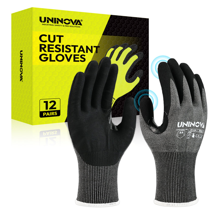 UNINOVA ANSI A4 18-Gauge Nitrile-Coated Gloves, Reinforced Thumb