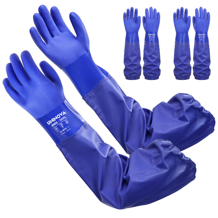 UNINOVA 26-Inch PVC Chemical Resistant Gloves – Sandy Grip, Full Arm