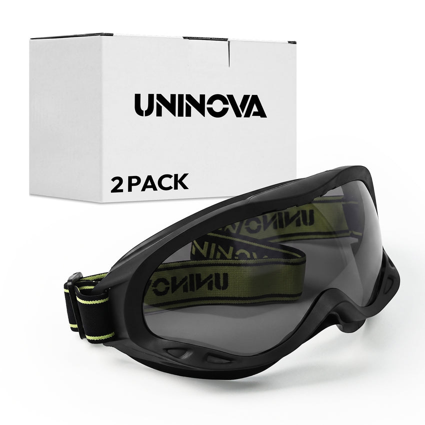 UNINOVA OTG Safety Goggles – ANSI Z87.1, Anti-Fog, Clear/Smoke