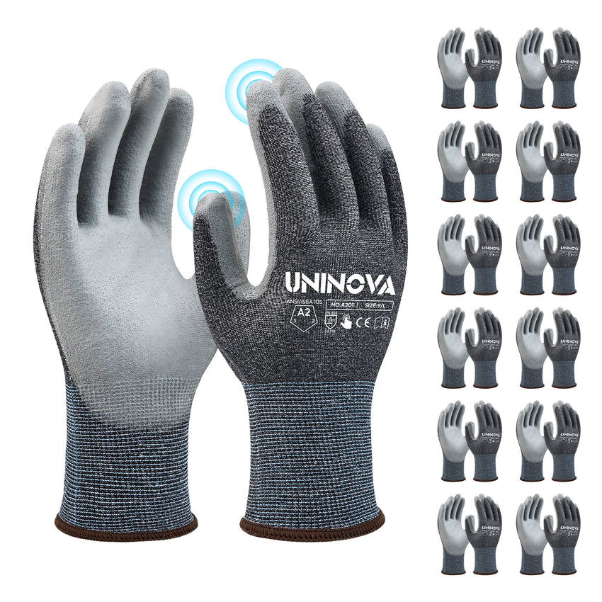 UNINOVA  18-Gauge ANSI A2 Cut-Resistant Touchscreen Work Gloves