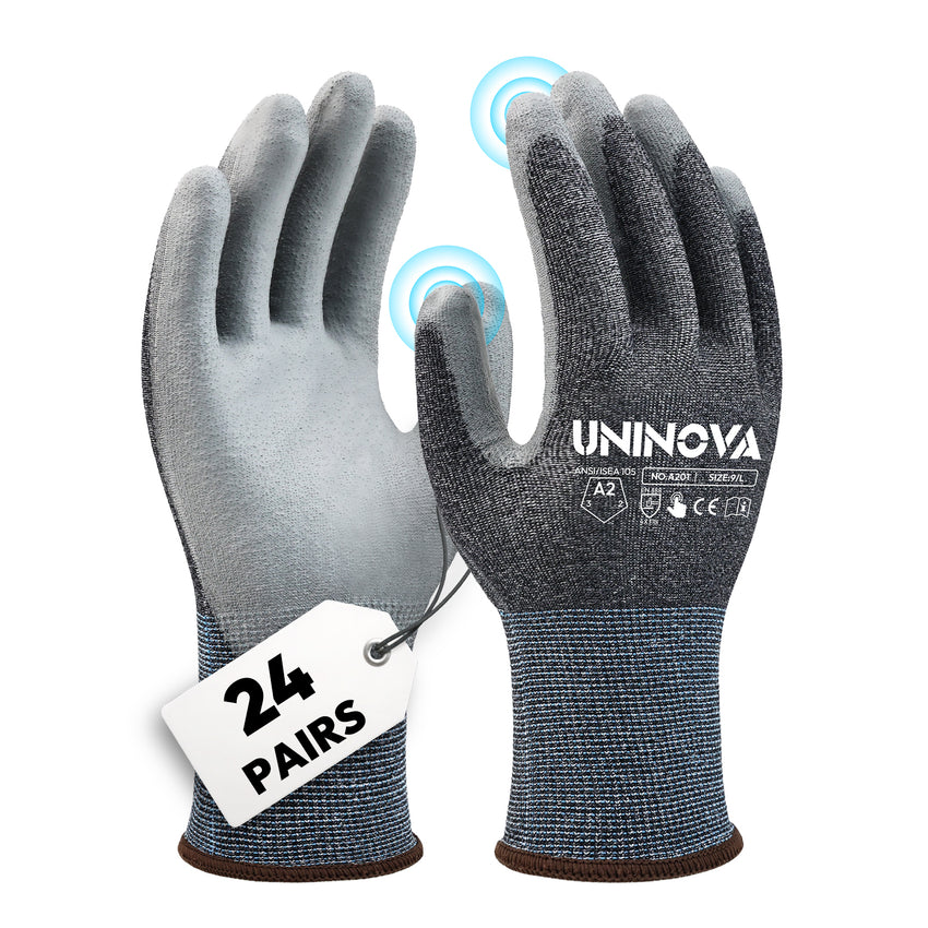 UNINOVA  18-Gauge ANSI A2 Cut-Resistant Touchscreen Work Gloves
