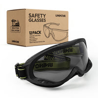 UNINOVA OTG Safety Goggles – ANSI Z87.1, Anti-Fog, Clear/Smoke