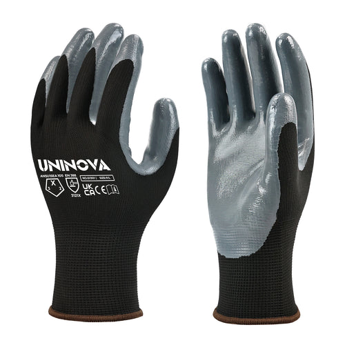UNINOVA Nitrile Coated General Purpose Work Gloves – 13 Gauge Polyester Knit