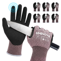 UNINOVA ANSI A6 Cut Resistant Gloves with Sandy Nitrile Grip and Touchscreen Capability