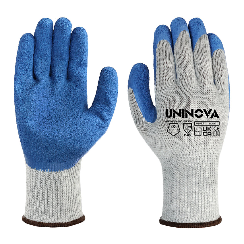 UNINOVA 10-Gauge Crinkle Latex Grip Work Gloves – Multipack