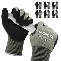 UNINOVA ANSI A5 Cut Resistant Gloves with Sandy Nitrile Grip and Touchscreen Capability