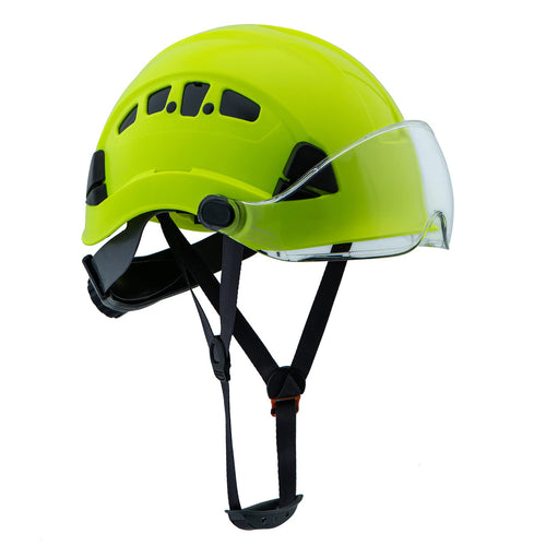 UNINOVA Type I Class C Vented ABS Hard Hat with Clear Visor, 6-Point Ratchet Suspension & Chin Strap