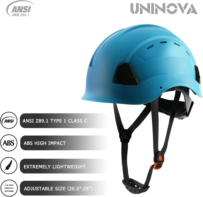 UNINOVA Low-Profile Vented ABS Hard Hat with 6-Point Suspension, Type I Class C