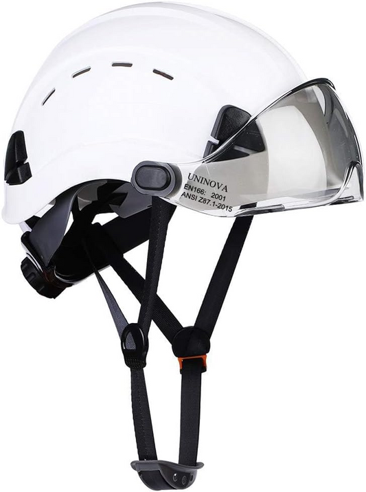 UNINOVA Hard Hats Construction OSHA ANSI Z89.1 Approved Safety Helmet Vented Hard Hat with Visor Adjustable 6 Pt Suspension Safety Hardhats Construction Work