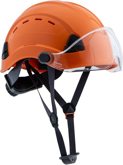 UNINOVA Vented Hard Hat with Flip-Up Visor – ANSI/ISEA Z89.1 Type I Class C