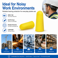 PU Foam Disposable Earplugs, 100 Pairs per Box – Industrial Hearing Protection Ear Plugs for Construction, Manufacturing & Workshop Noise