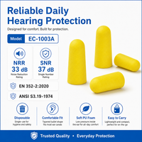 PU Foam Disposable Earplugs, 100 Pairs per Box – Industrial Hearing Protection Ear Plugs for Construction, Manufacturing & Workshop Noise