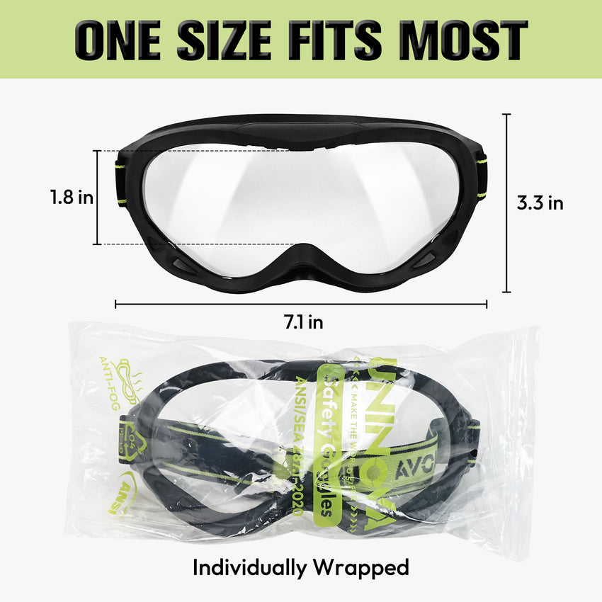 UNINOVA OTG Safety Goggles – ANSI Z87.1, Anti-Fog, Clear/Smoke