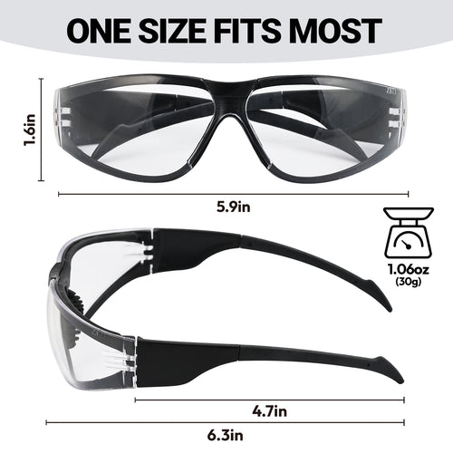 12 Pack ANSI Z87.1 Anti Fog Safety Glasses Clear Lens Orange Black Wraparound Eye Protection for Work Crews